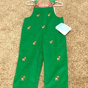NWT Anavini Smocked Longall Green with Reindeer